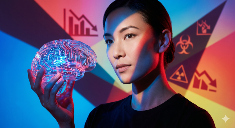 Ilustração sobre os riscos sociais da inteligência artificial