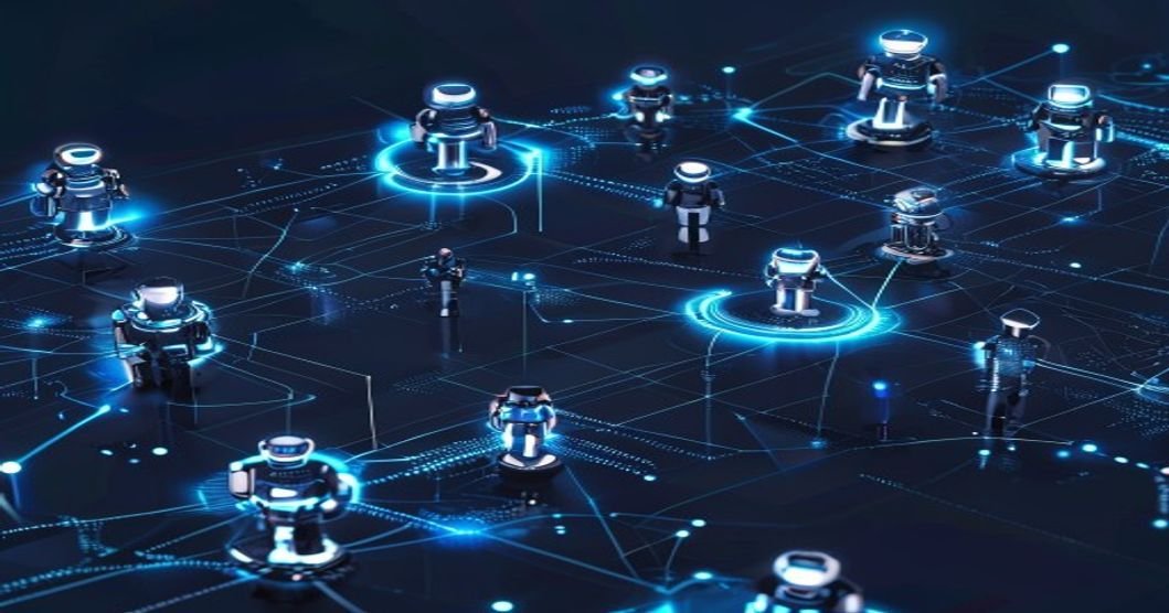 Rede de agentes de IA autônomos conectados